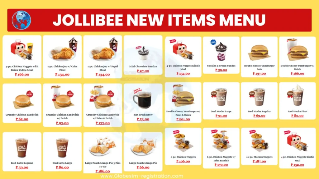 Jollibee New Items Prices